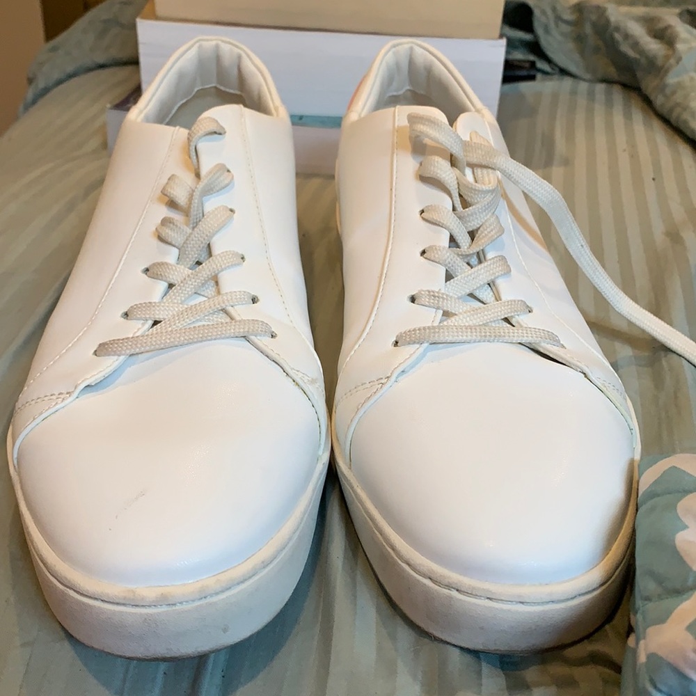 THOUSAND FELL WHITE SNEAKERS, PINK ACCENT SZ W11.5